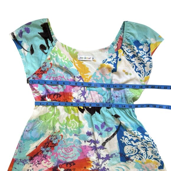 Jams World Dress Womens Size M Floral Abstract Empire Waist Tropical Beach Vivid - Picture 7 of 15